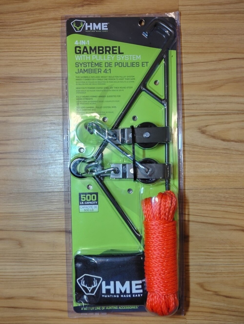 HME Products Hunting 4:1 Gambrel with Pulley System Game Hanging Gambrel 500lbs
